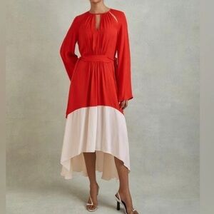 REISS
Luella Colorblock Maxi Dress Red
White Long Sleeve NWOT Size 2